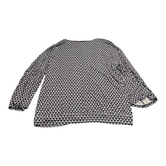 Lascana Blouse Top Women's 8/10 Multicolor Chevron Viscose V-Neck Flare Sleeve - Picture 2 of 8